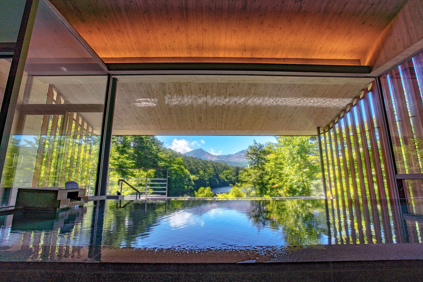 the hotel’s open-air Onsen (hot spring) 